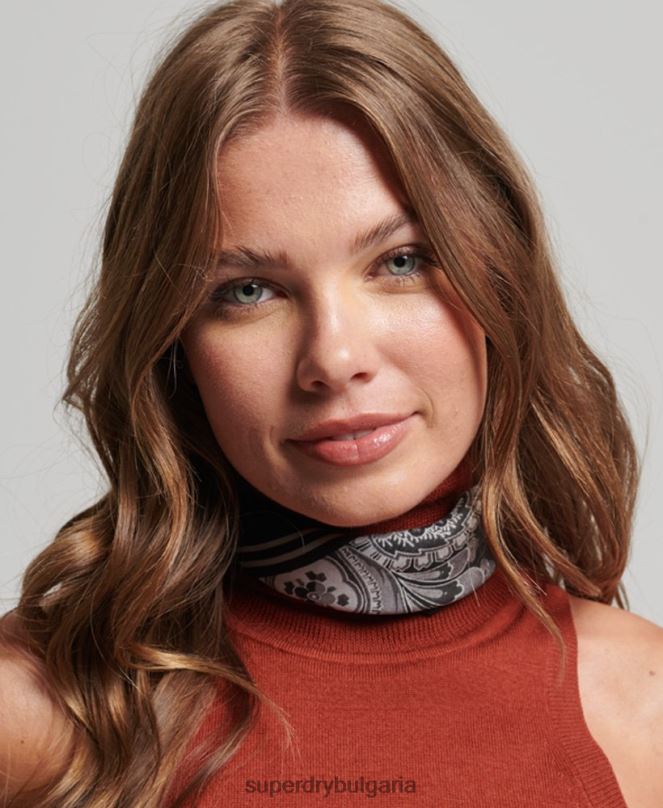 Superdry аксесоари N00H4213 черен Жени щампован квадратен копринен шал