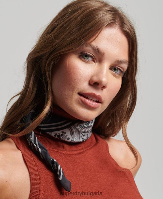 Superdry аксесоари N00H4213 черен Жени щампован квадратен копринен шал