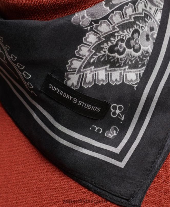 Superdry аксесоари N00H4213 черен Жени щампован квадратен копринен шал