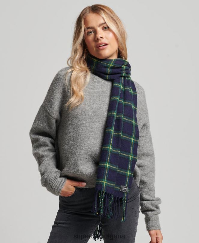 Superdry аксесоари N00H4239 военноморски флот Жени ретро кариран шал
