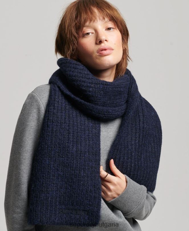 Superdry аксесоари N00H4241 военноморски флот Жени основен оребрен шал