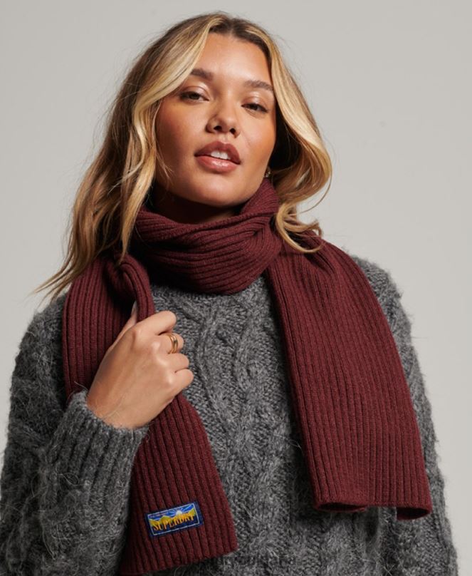 Superdry аксесоари N00H4246 червен Жени радарен шал от вълнена смес