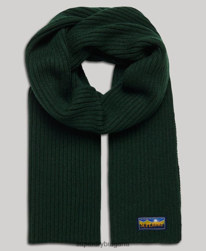 Superdry аксесоари N00H4248 зелено Жени радарен шал от вълнена смес