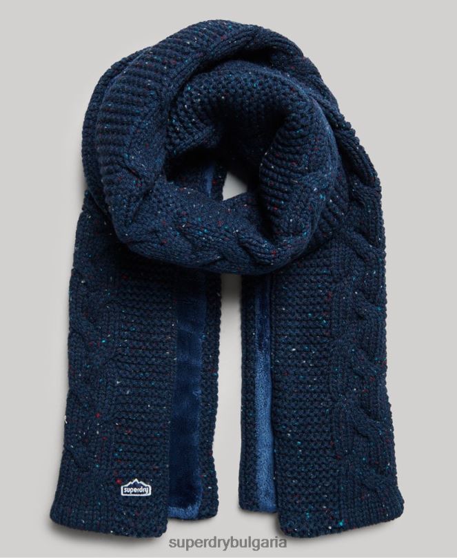 Superdry аксесоари N00H4251 военноморски флот Жени кабелен плетен шал