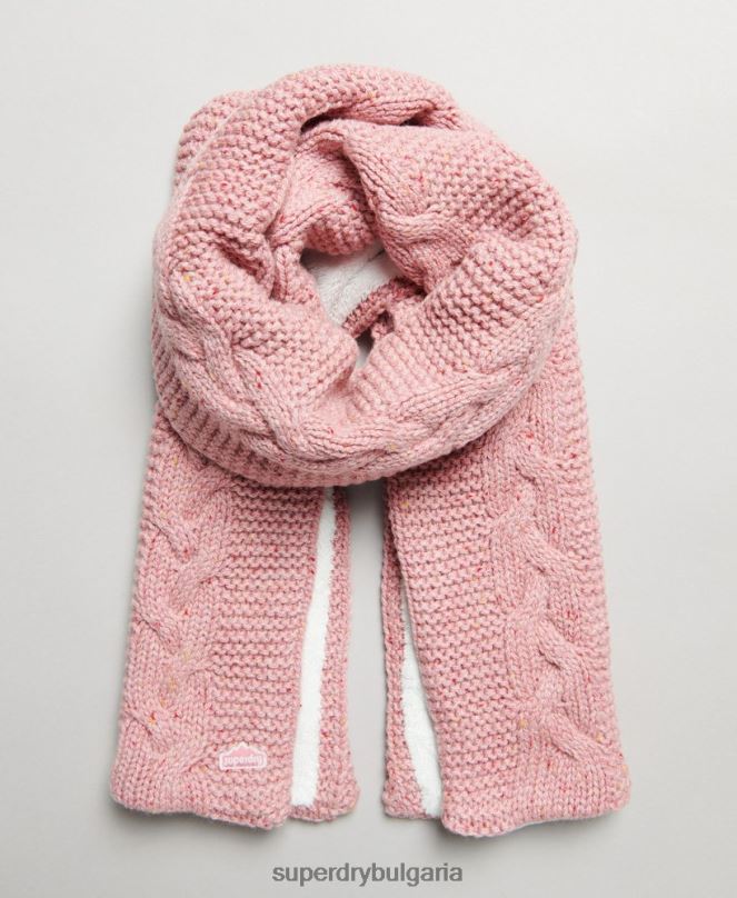 Superdry аксесоари N00H4252 розово Жени кабелен плетен шал