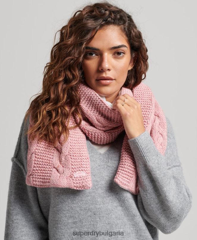 Superdry аксесоари N00H4252 розово Жени кабелен плетен шал