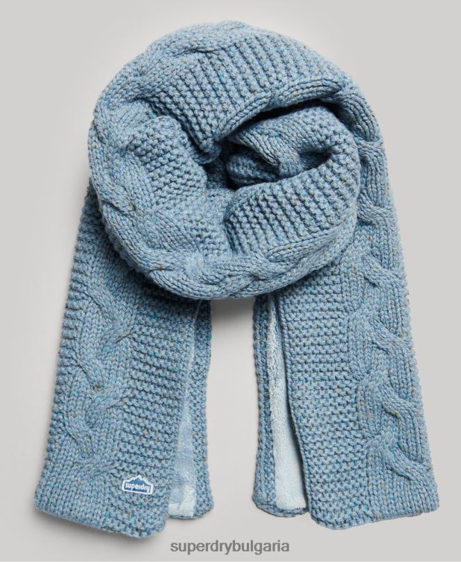 Superdry аксесоари N00H4253 светло синьо Жени кабелен плетен шал