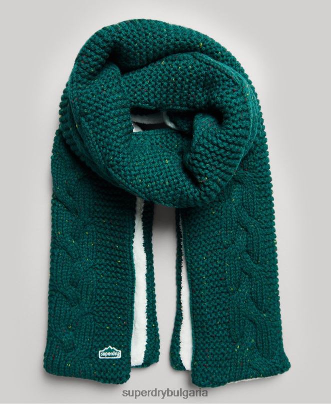 Superdry аксесоари N00H4254 зелено Жени кабелен плетен шал