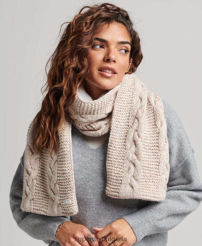 Superdry аксесоари N00H4255 бежово Жени кабелен плетен шал
