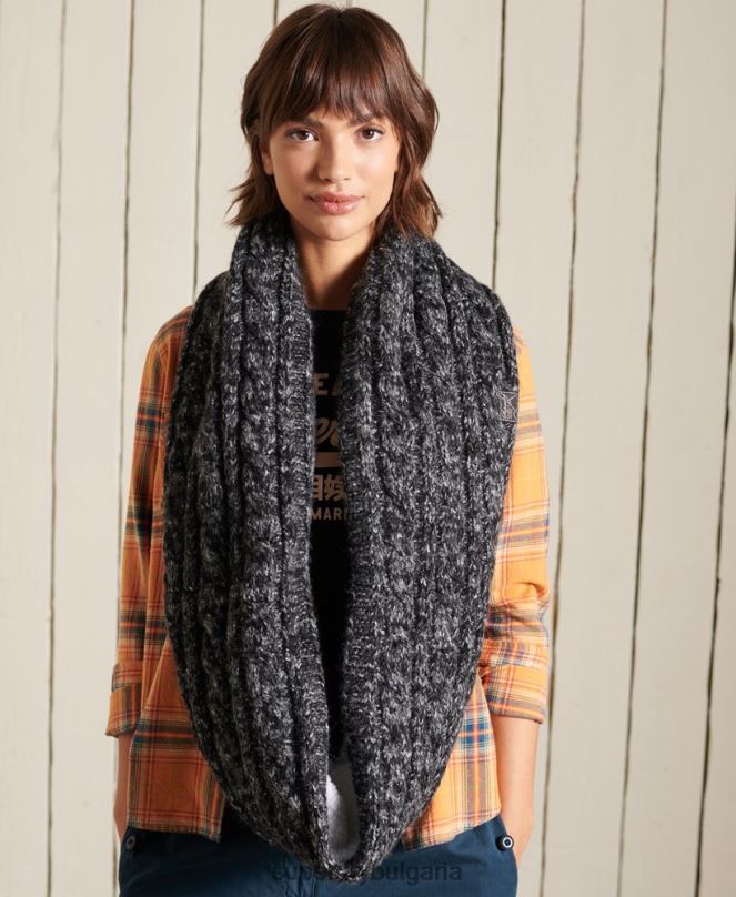 Superdry аксесоари N00H4299 черен Жени кабелен снуд от туид