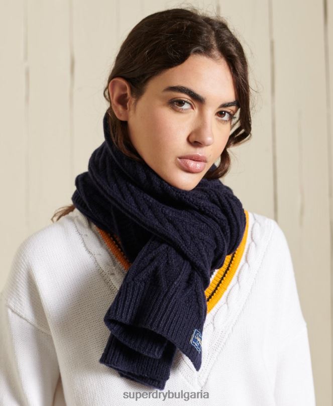Superdry аксесоари N00H4304 военноморски флот Жени кабел лукс шал
