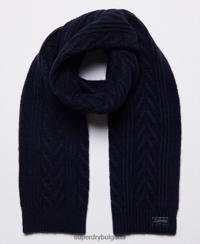 Superdry аксесоари N00H4304 военноморски флот Жени кабел лукс шал