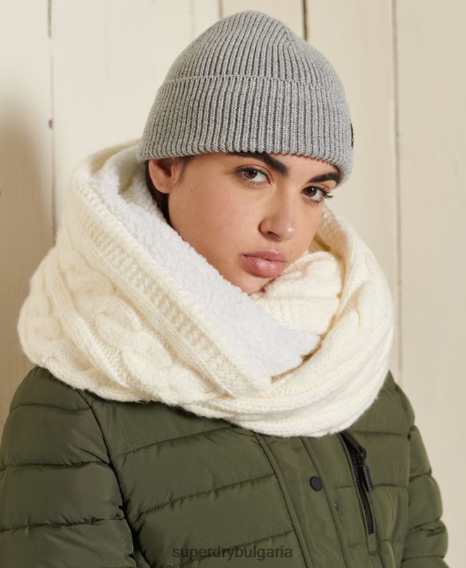 Superdry аксесоари N00H4305 бяло Жени кабелен снуд от туид