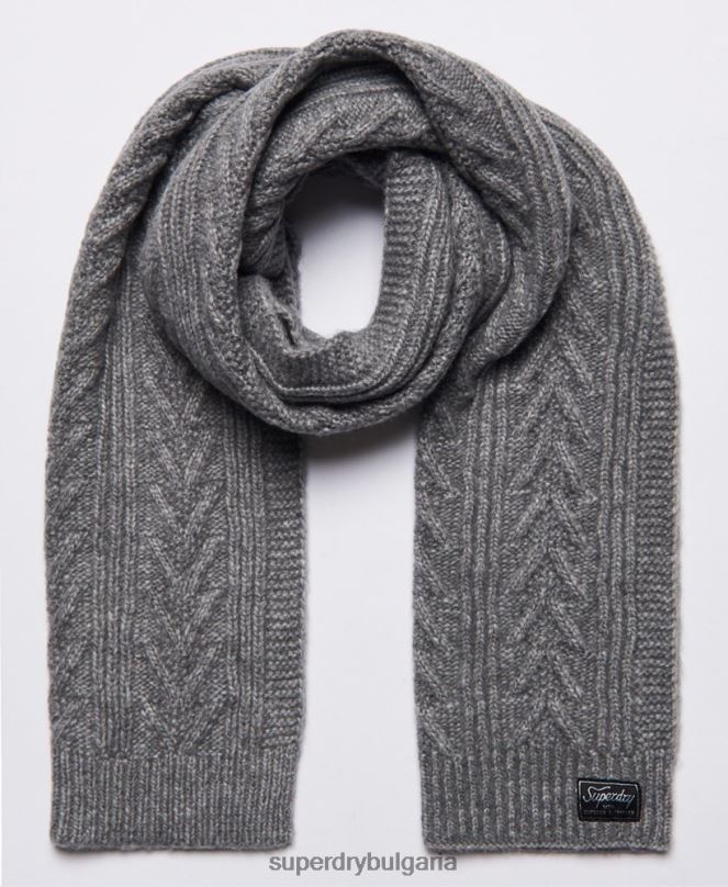Superdry аксесоари N00H4306 светло сив Жени кабел лукс шал