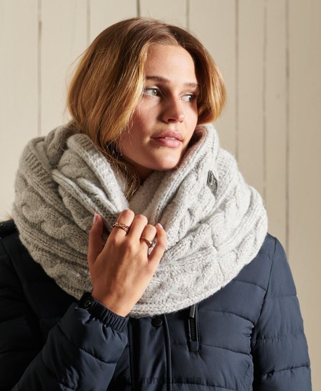 Superdry аксесоари N00H4307 светло сив Жени кабелен снуд от туид