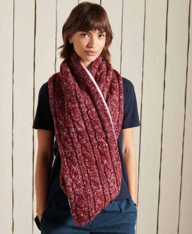 Superdry аксесоари N00H4314 червен Жени кабелен снуд от туид