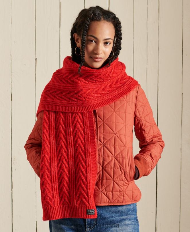 Superdry аксесоари N00H6618 червен Жени кабел лукс шал