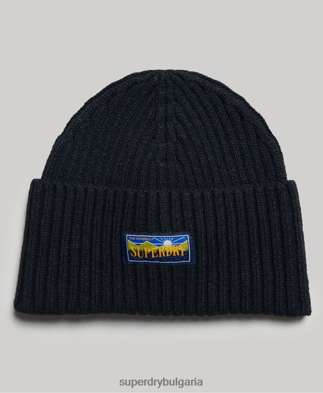 Superdry аксесоари N00H1694 военноморски флот Жени радарска шапка от вълнена смес