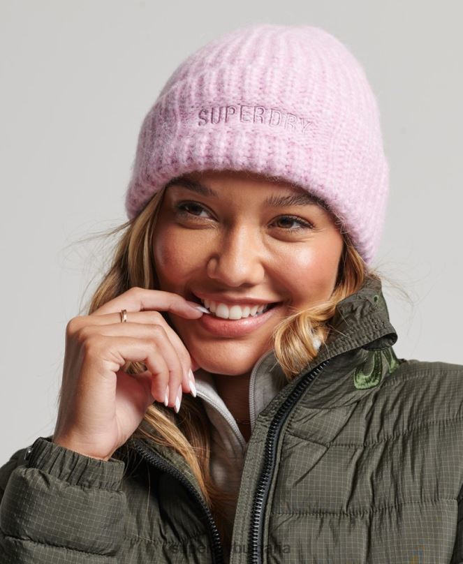 Superdry аксесоари N00H4224 розово Жени есенциална оребрена шапка
