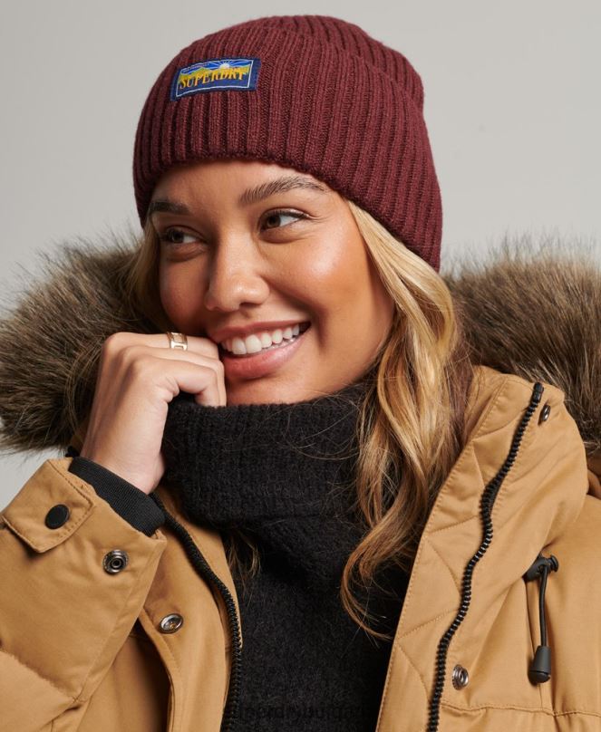 Superdry аксесоари N00H4244 червен Жени радарска шапка от вълнена смес