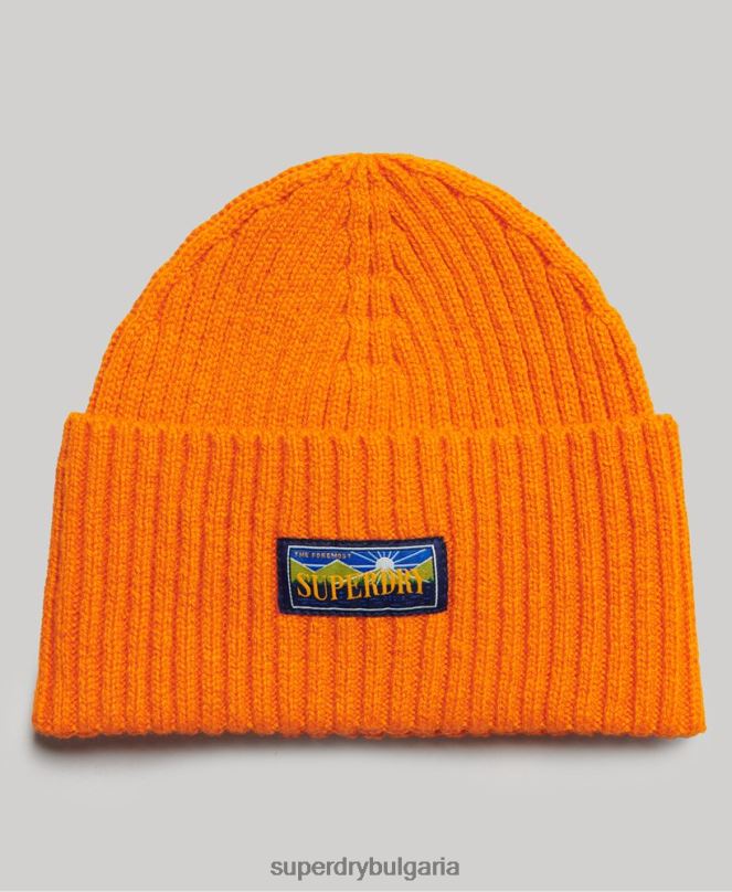 Superdry аксесоари N00H4245 оранжево Жени радарска шапка от вълнена смес