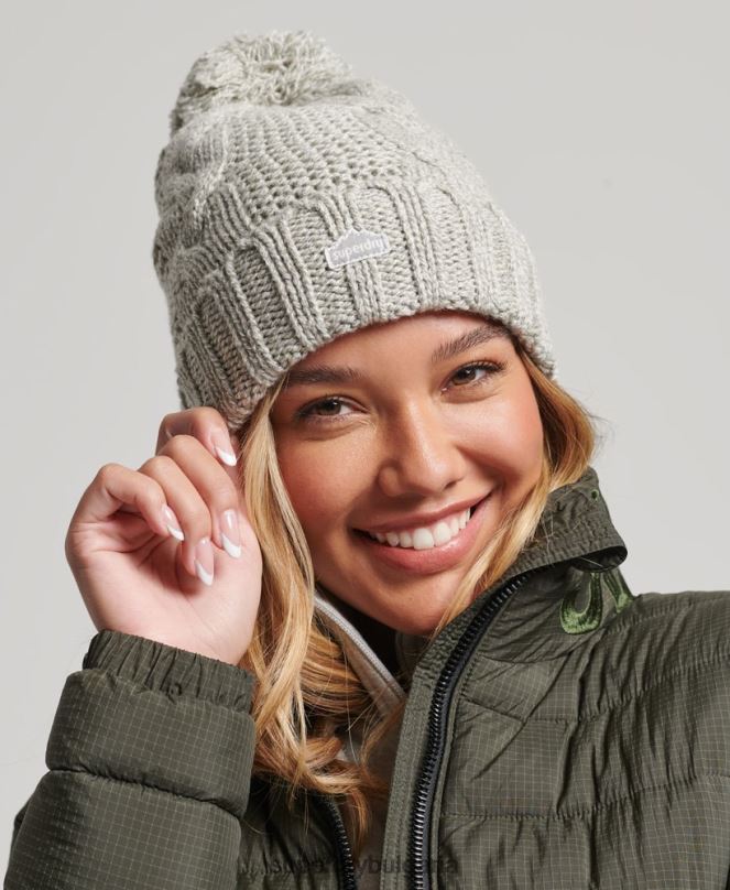 Superdry аксесоари N00H4256 светло сив Жени кабелна плетена шапка