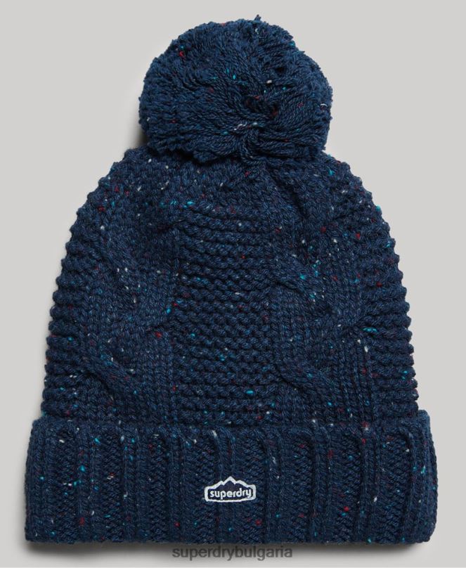 Superdry аксесоари N00H4257 военноморски флот Жени кабелна плетена шапка