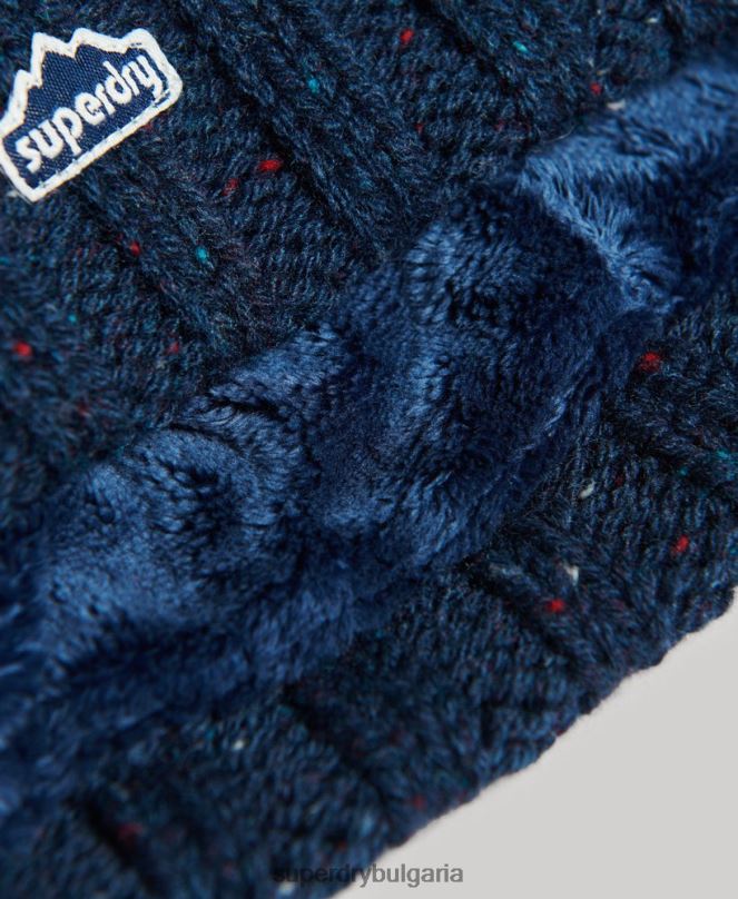 Superdry аксесоари N00H4257 военноморски флот Жени кабелна плетена шапка
