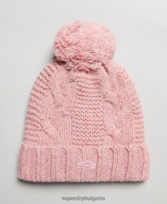 Superdry аксесоари N00H4258 розово Жени кабелна плетена шапка