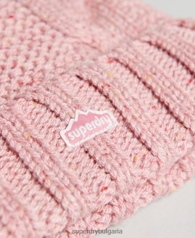 Superdry аксесоари N00H4258 розово Жени кабелна плетена шапка