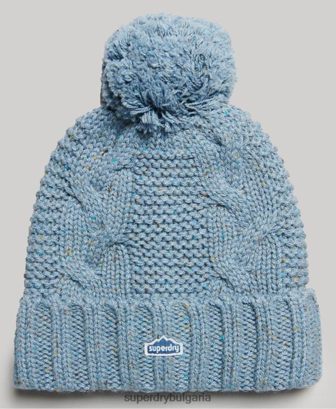 Superdry аксесоари N00H4259 светло синьо Жени кабелна плетена шапка