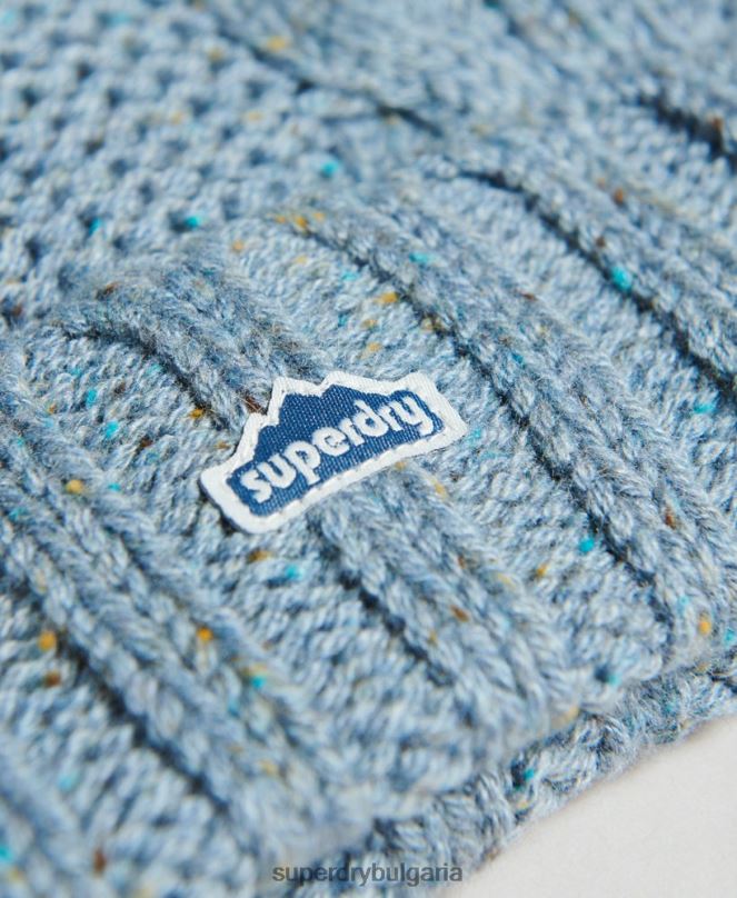 Superdry аксесоари N00H4259 светло синьо Жени кабелна плетена шапка