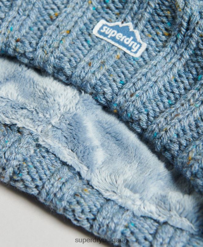 Superdry аксесоари N00H4259 светло синьо Жени кабелна плетена шапка