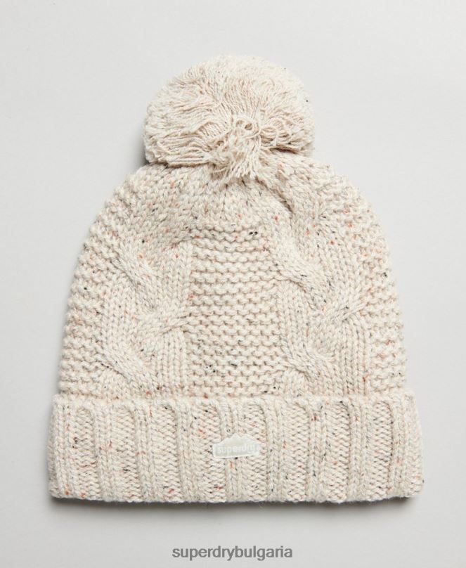 Superdry аксесоари N00H4261 бежово Жени кабелна плетена шапка
