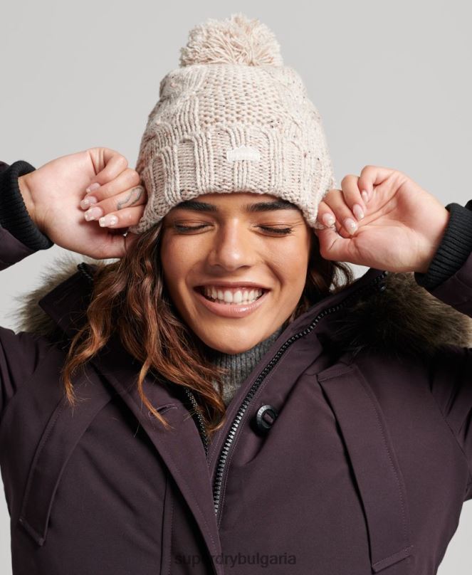 Superdry аксесоари N00H4261 бежово Жени кабелна плетена шапка