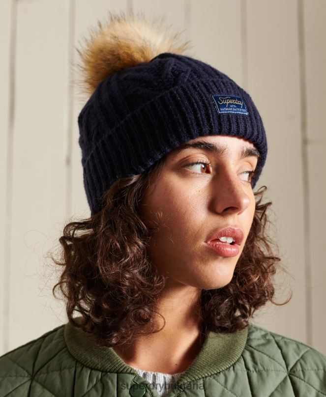 Superdry аксесоари N00H4284 военноморски флот Жени кабелна луксозна шапка