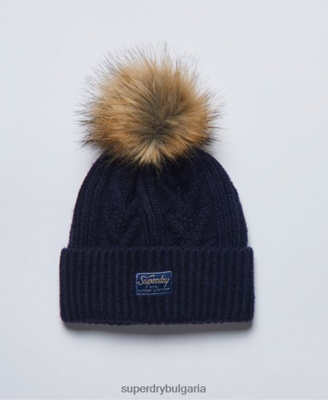 Superdry аксесоари N00H4284 военноморски флот Жени кабелна луксозна шапка