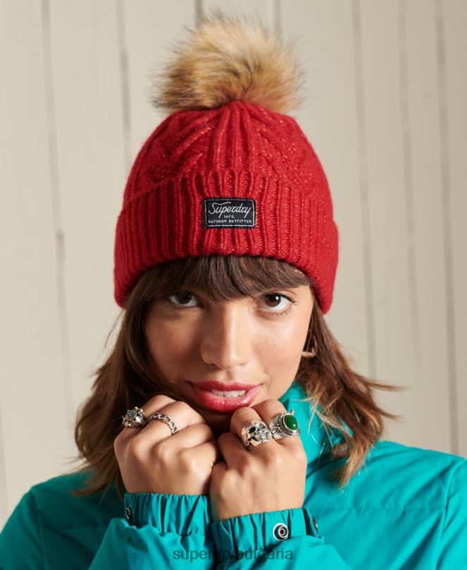 Superdry аксесоари N00H4294 червен Жени кабелна луксозна шапка