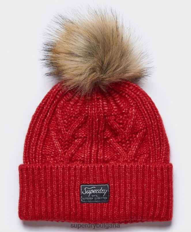Superdry аксесоари N00H4294 червен Жени кабелна луксозна шапка