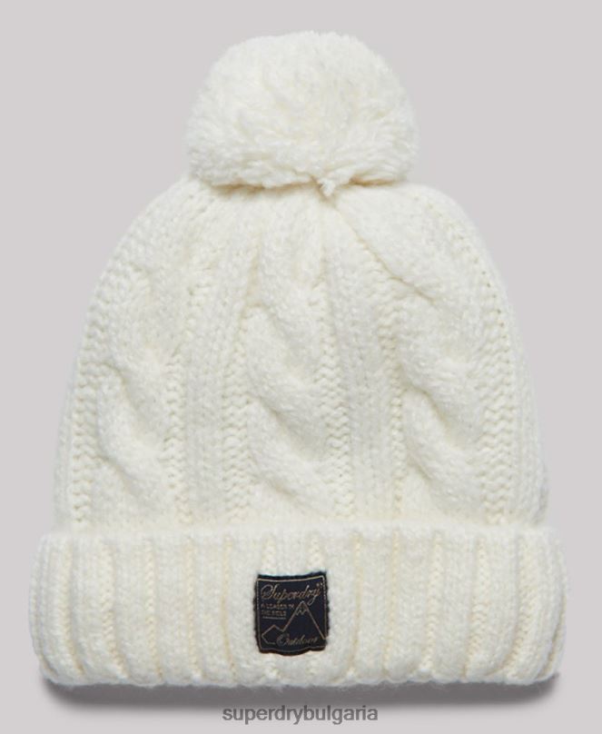 Superdry аксесоари N00H4295 бяло Жени кабелна шапка от туид