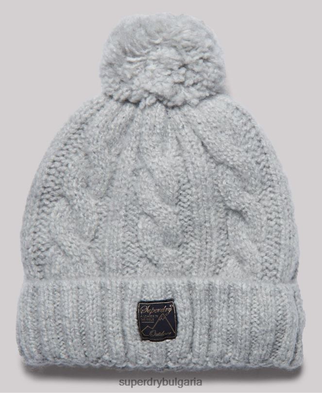 Superdry аксесоари N00H4296 светло сив Жени кабелна шапка от туид