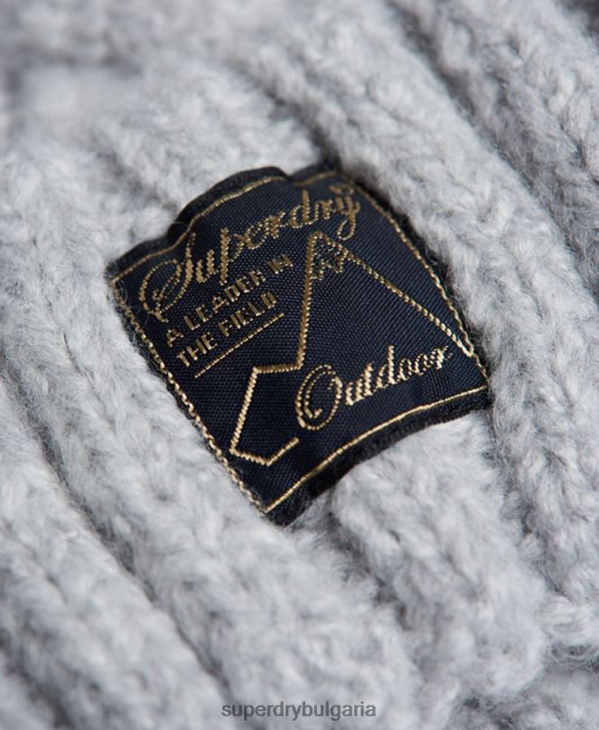 Superdry аксесоари N00H4296 светло сив Жени кабелна шапка от туид