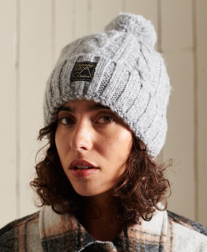 Superdry аксесоари N00H4297 сиво Жени кабелна шапка от туид