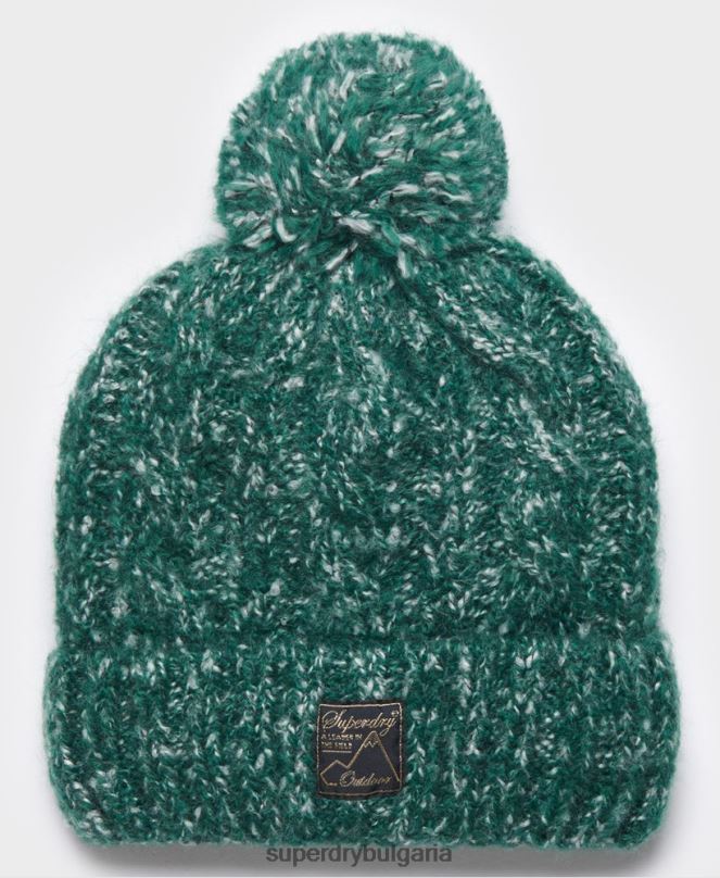 Superdry аксесоари N00H4312 зелено Жени кабелна шапка от туид