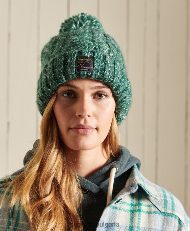 Superdry аксесоари N00H4312 зелено Жени кабелна шапка от туид