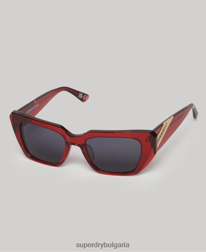 Superdry аксесоари N00H2086 червен Жени sdr ъглови слънчеви очила от 90-те