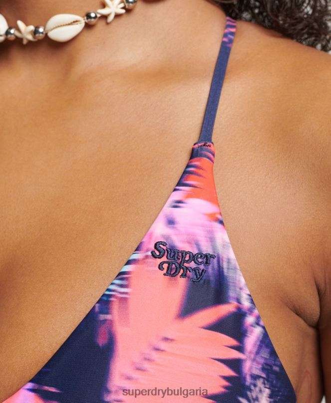 Superdry облекло N00H3178 син Жени триъгълна рециклирана горна част на бикини