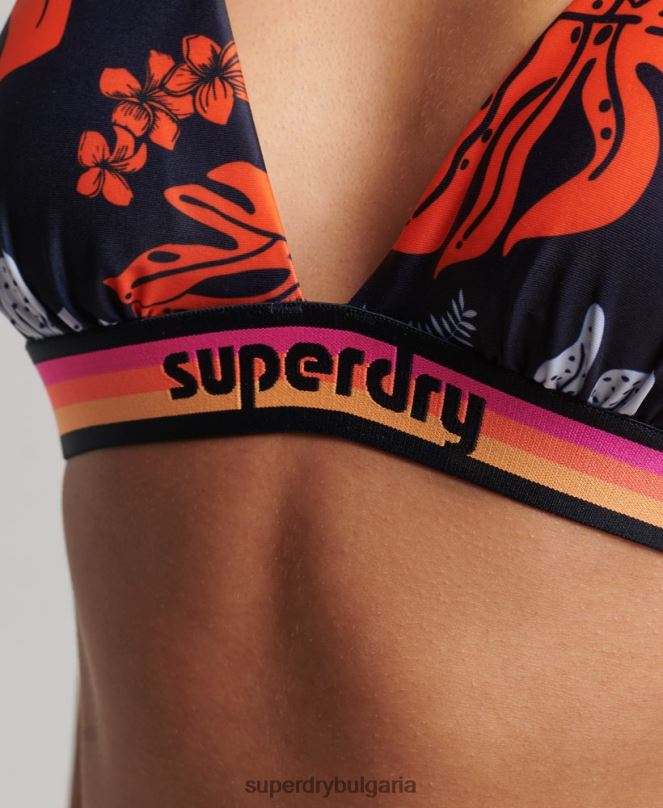 Superdry облекло N00H3188 корал Жени рециклирано горнище на бикини с ретро триъгълник с лого
