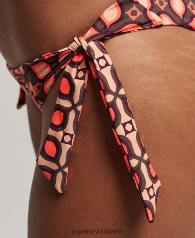Superdry облекло N00H3199 червен Жени рециклирани бикини слипове със смесен принт