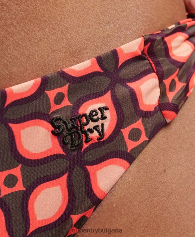 Superdry облекло N00H3199 червен Жени рециклирани бикини слипове със смесен принт